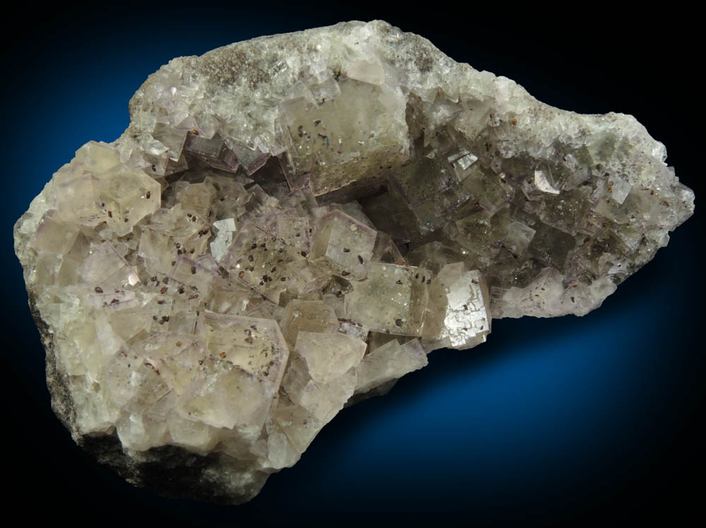 Chalcopyrite on Fluorite from Seata Mine, Aysgarth, Wensleydale, North Yorkshire, England