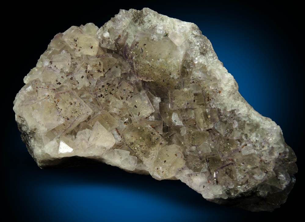 Chalcopyrite on Fluorite from Seata Mine, Aysgarth, Wensleydale, North Yorkshire, England