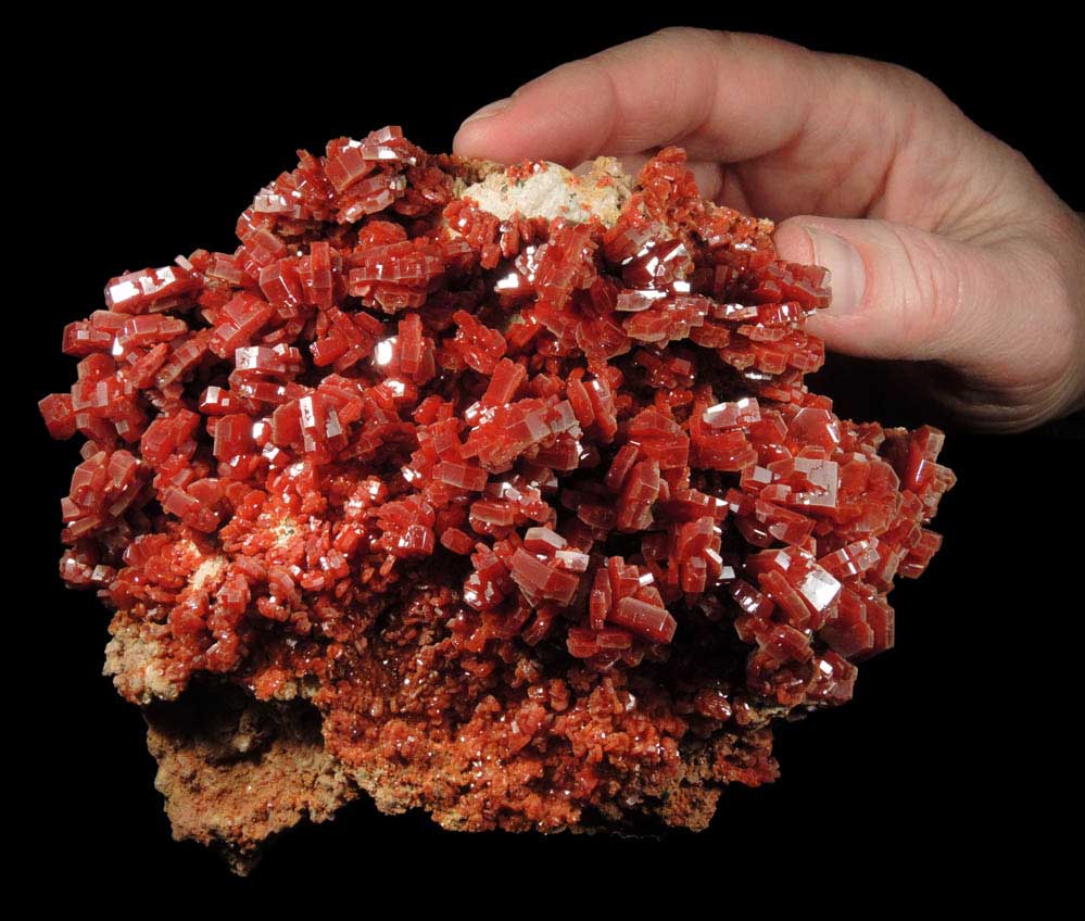 Vanadinite with minor Barite from Mibladen, Haute Moulouya Basin, Zeida-Aouli-Mibladen belt, Midelt Province, Morocco