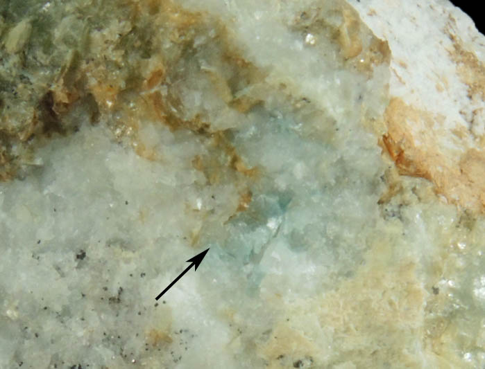 Wermlandite (pale blue) in Calcite-Dolomite from Langban, Vrmland, Sweden (Type Locality for Wermlandite)