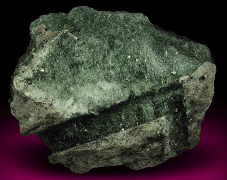 Actinolite var. Byssolite with Pyrite and Magnetite from French Creek Iron Mines, St. Peters, Chester County, Pennsylvania