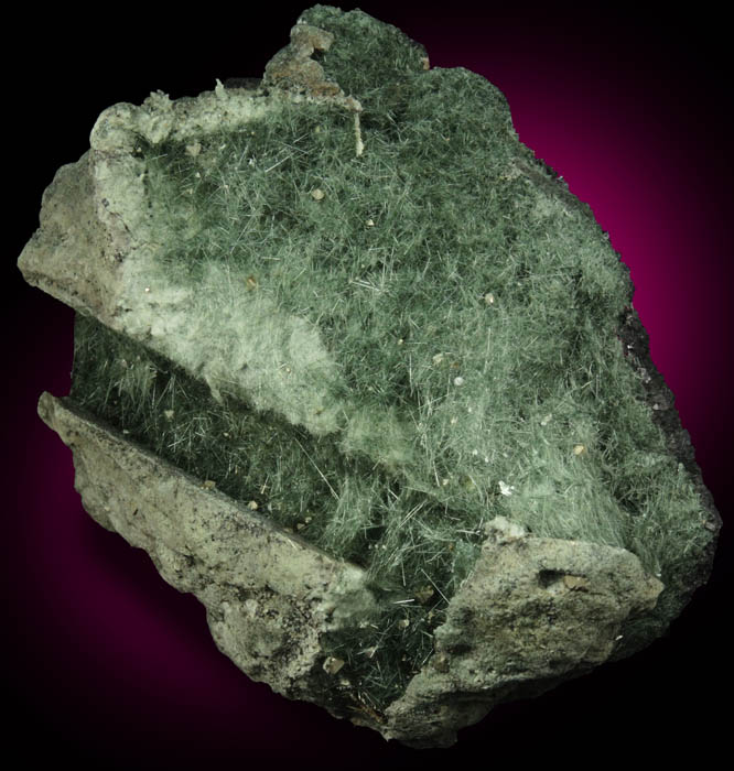 Actinolite var. Byssolite with Pyrite and Magnetite from French Creek Iron Mines, St. Peters, Chester County, Pennsylvania
