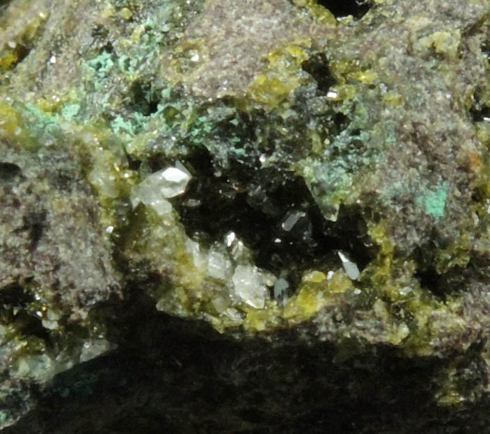 Calumetite, Epidote, Quartz from Centennial Mine, Keweenaw Peninsula Copper District, Houghton County, Michigan (Type Locality for Calumetite)