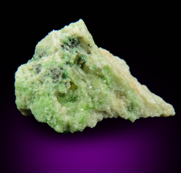 Diopside (chrome-rich) with Uvarovite Garnet with Chromite cores from Fengtien Mine, Conc. S., 5 kilometers west of Fengtien village, Hualien, Taiwan