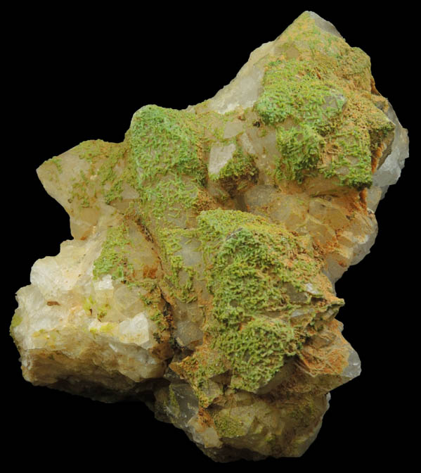 Pyromorphite over Quartz from Sarrowcole Vein, Laverock Hall, Leadhills, South Lanarkshire, Strathclyde, Scotland