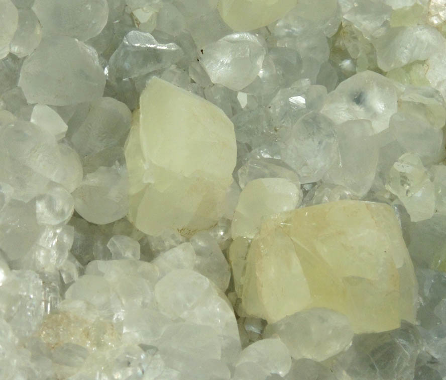 Datolite on Calcite over Prehnite from Prospect Park Quarry, Prospect Park, Passaic County, New Jersey