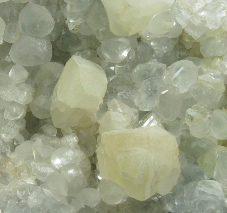 Datolite on Calcite over Prehnite from Prospect Park Quarry, Prospect Park, Passaic County, New Jersey