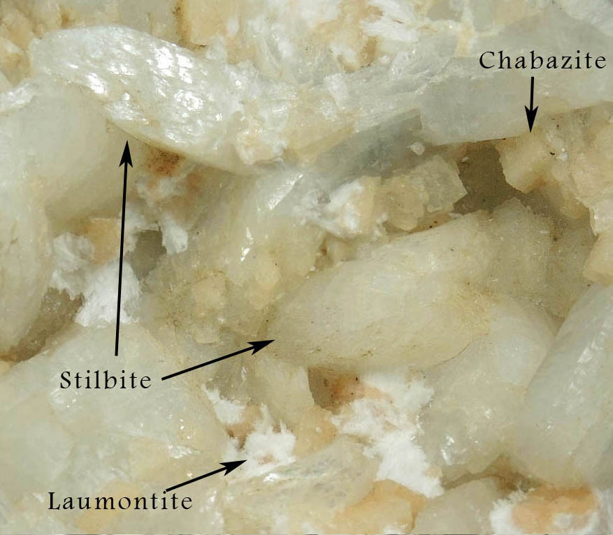 Heulandite and Chabazite with Laumontite from Prospect Park Quarry, Prospect Park, Passaic County, New Jersey