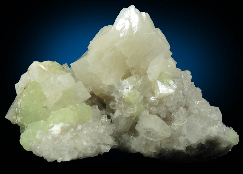 Heulandite, Prehnite, Quartz, Calcite from Prospect Park Quarry, Prospect Park, Passaic County, New Jersey