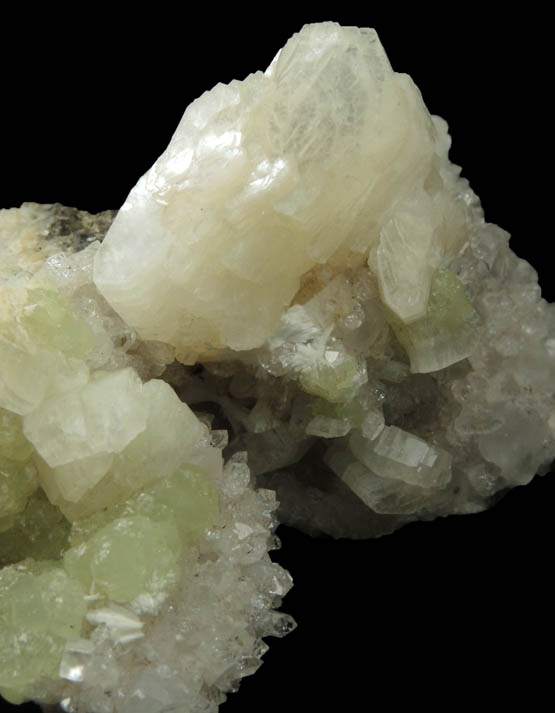 Heulandite, Prehnite, Quartz, Calcite from Prospect Park Quarry, Prospect Park, Passaic County, New Jersey