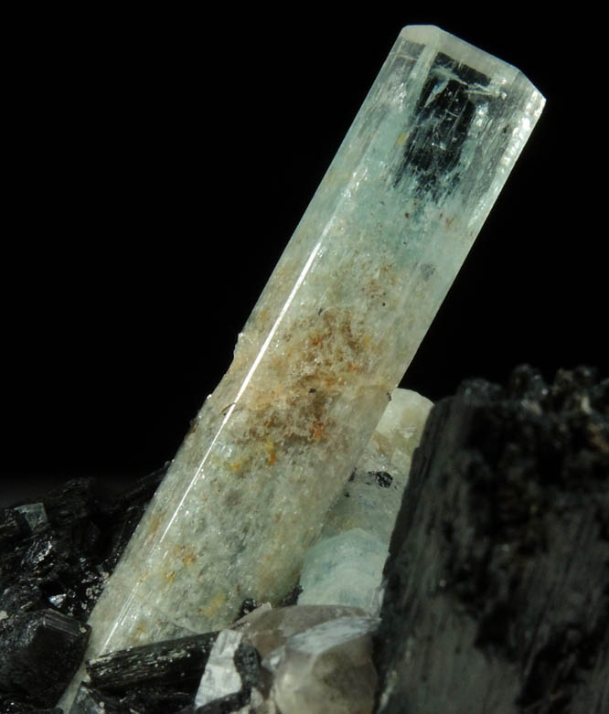 Beryl var. Aquamarine with Foitite Tourmaline from Erongo Mountains, 20 km north of Usakos, Damaraland, Namibia