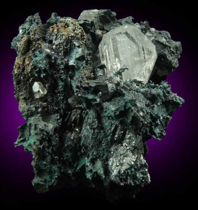 Cerussite (twinned crystals) on Tennantite from Tsumeb Mine, 3rd Oxide Zone, Otavi-Bergland District, Oshikoto, Namibia