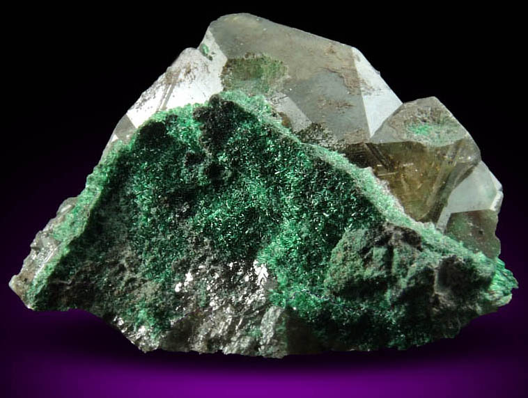 Malachite on Cerussite from Tsumeb Mine, Otavi-Bergland District, Oshikoto, Namibia