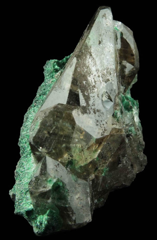 Malachite on Cerussite from Tsumeb Mine, Otavi-Bergland District, Oshikoto, Namibia