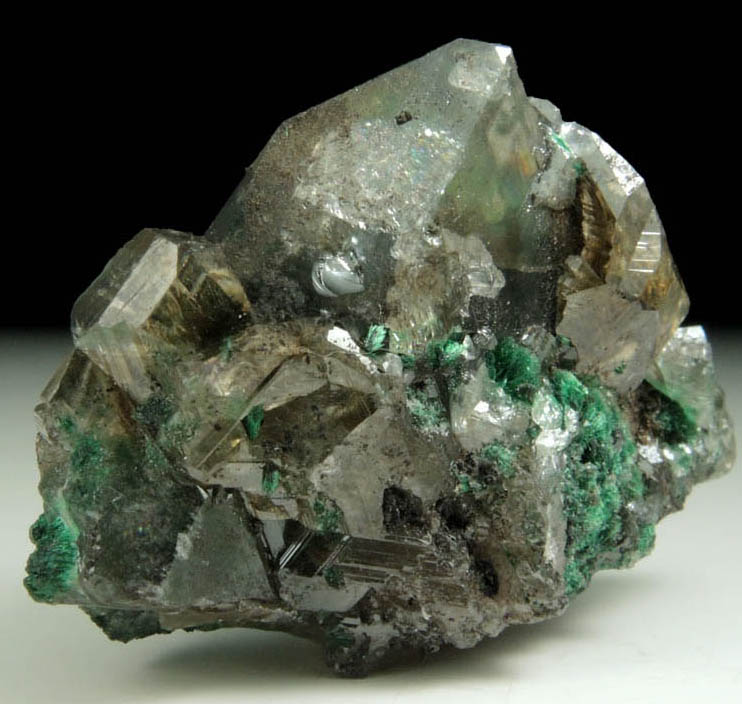 Malachite on Cerussite from Tsumeb Mine, Otavi-Bergland District, Oshikoto, Namibia