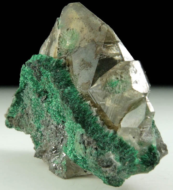 Malachite on Cerussite from Tsumeb Mine, Otavi-Bergland District, Oshikoto, Namibia