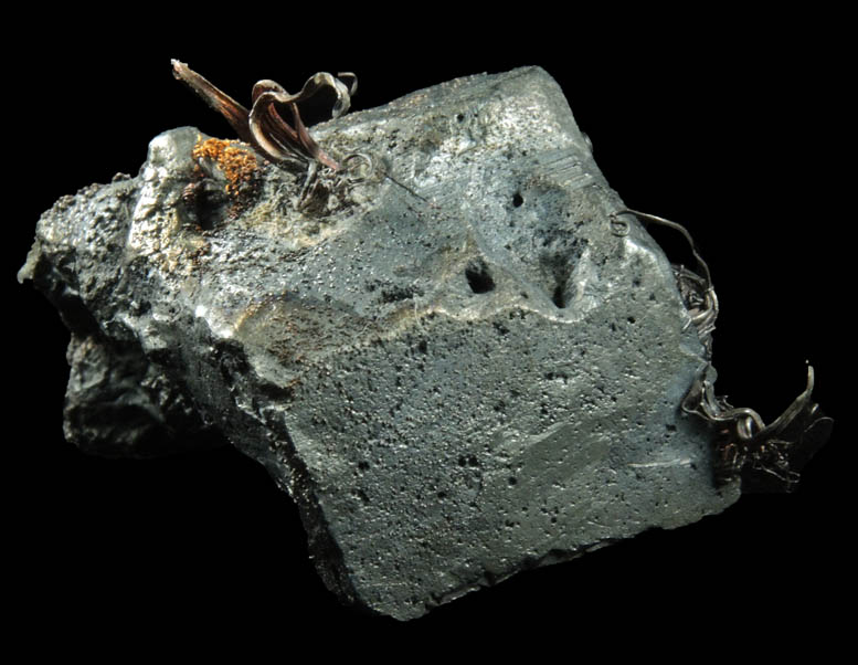 Silver (wire-habit native silver) on Acanthite from Xiaoqinggou, Datong, Shanxi, China
