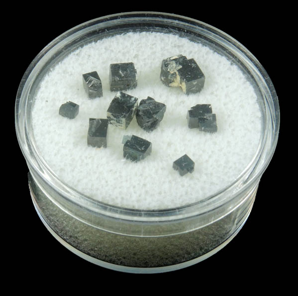 Magnetite exhibiting rare cubic habit (set of 10 crystals) from ZCA Mine No. 4, Fowler Ore Body, 2500' Level, Balmat, St. Lawrence County, New York