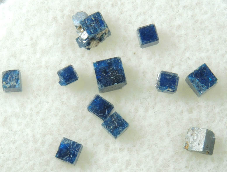 Boleite with Pseudoboleite overgrowth (set of 10 crystals) from Amelia Mine, Boleo District, near Santa Rosalía, Baja California Sur, Mexico (Type Locality for Boleite and Pseudoboleite)