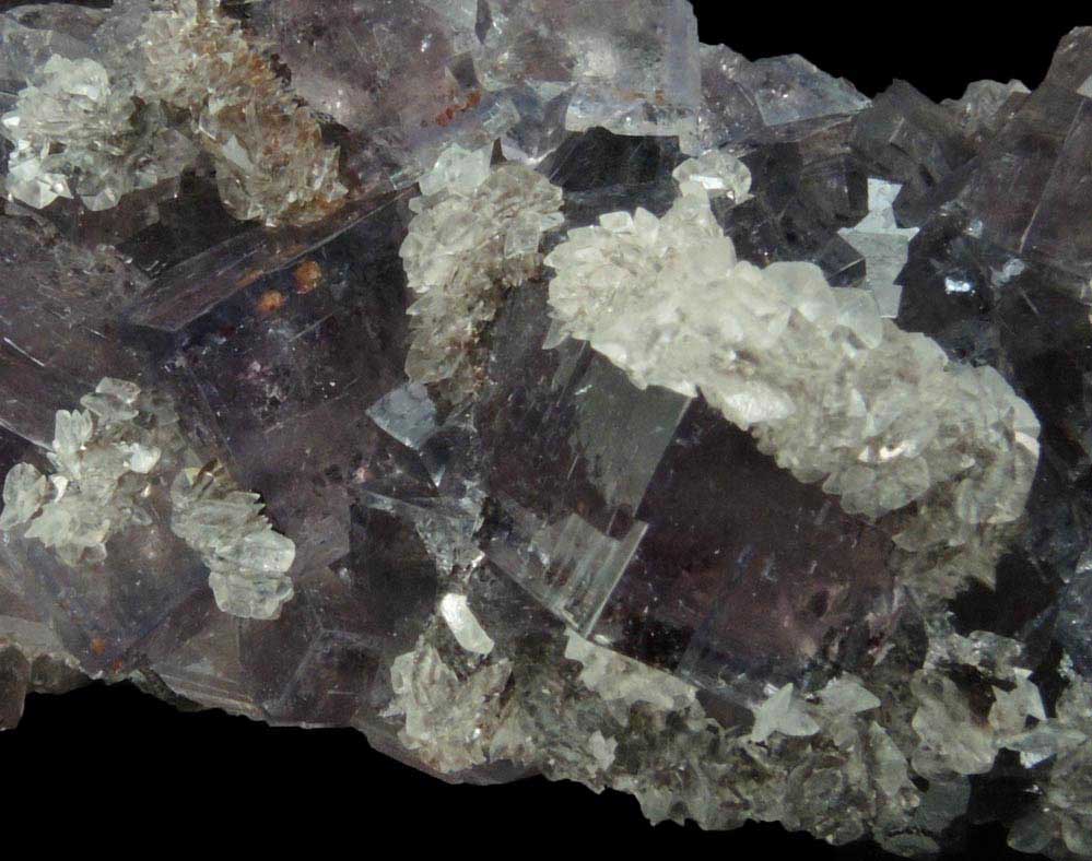 Calcite on Fluorite from Boltsburn Mine, West Side, near the forehead, Rookhope, County Durham, England