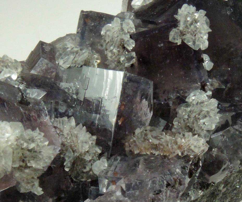 Calcite on Fluorite from Boltsburn Mine, West Side, near the forehead, Rookhope, County Durham, England