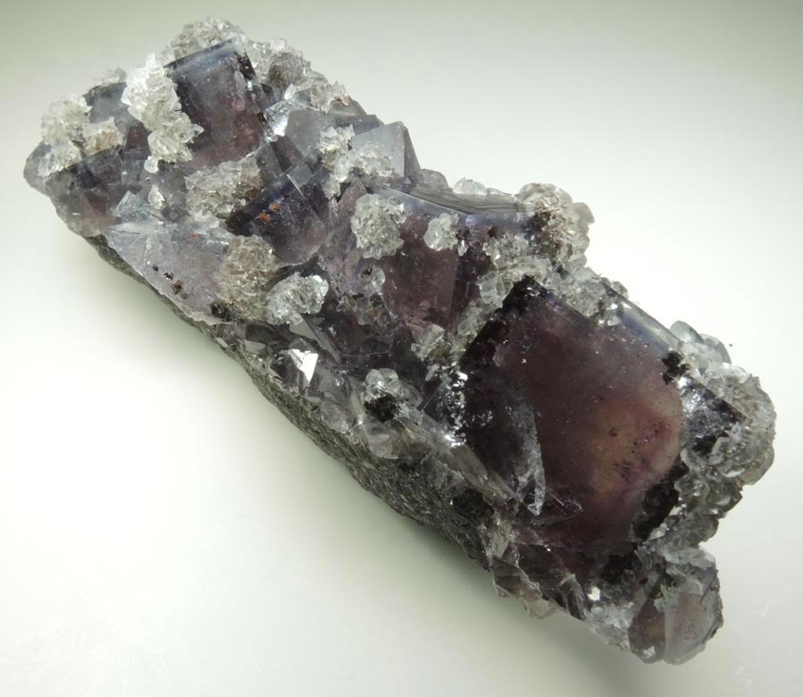 Calcite on Fluorite from Boltsburn Mine, West Side, near the forehead, Rookhope, County Durham, England