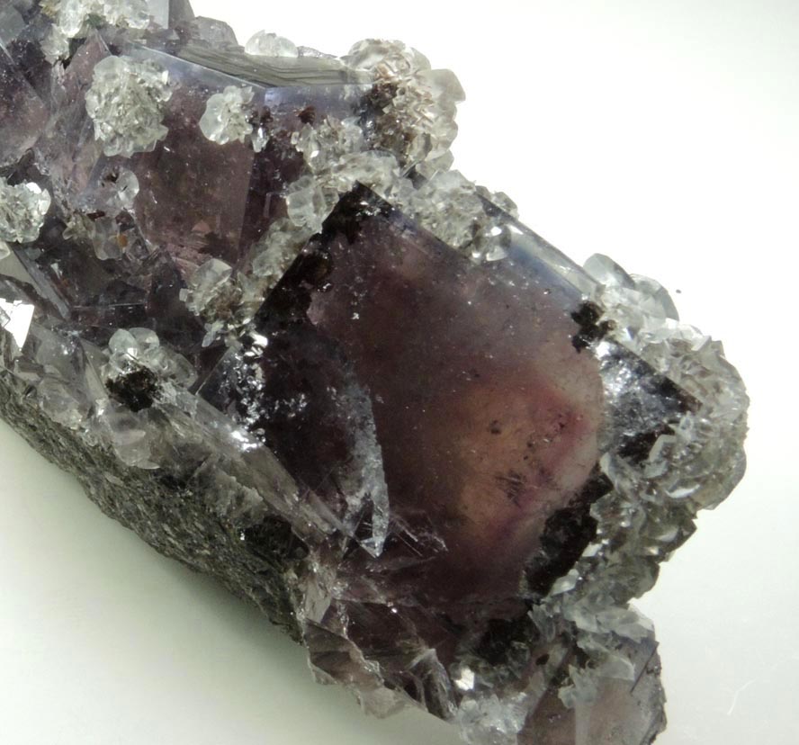 Calcite on Fluorite from Boltsburn Mine, West Side, near the forehead, Rookhope, County Durham, England