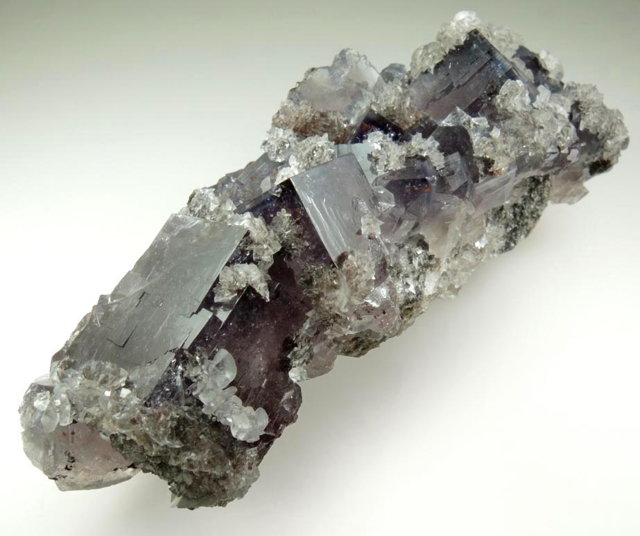 Calcite on Fluorite from Boltsburn Mine, West Side, near the forehead, Rookhope, County Durham, England