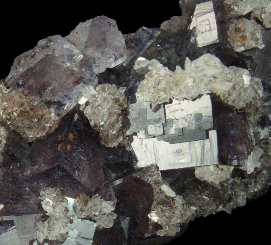 Calcite on Fluorite from Boltsburn Mine, West Side, near the forehead, Rookhope, County Durham, England