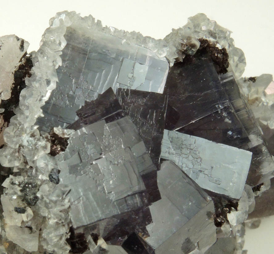 Calcite on Fluorite from Boltsburn Mine, West Side, near the forehead, Rookhope, County Durham, England