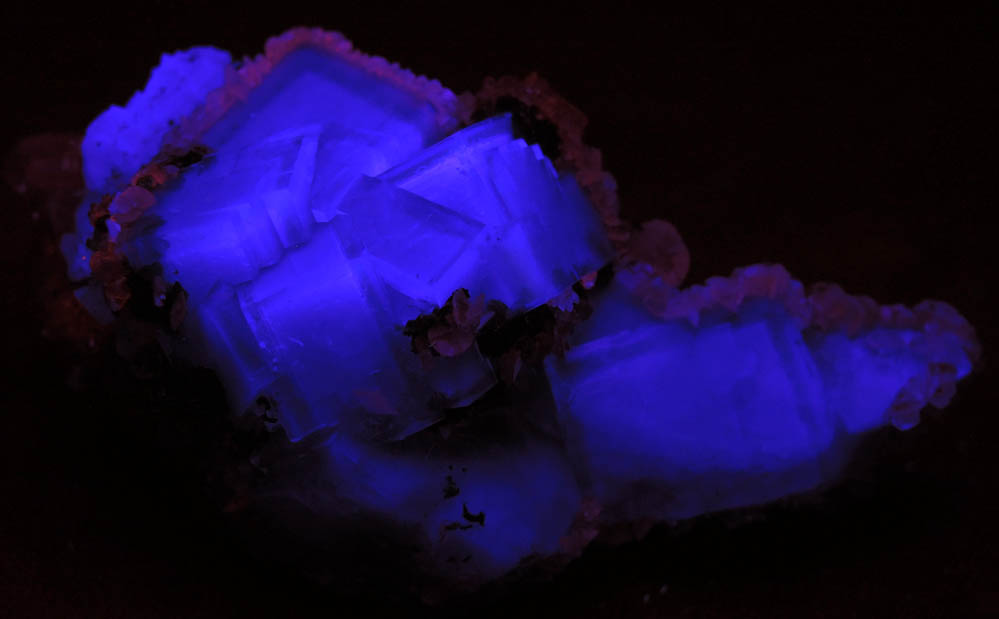 Calcite on Fluorite from Boltsburn Mine, West Side, near the forehead, Rookhope, County Durham, England