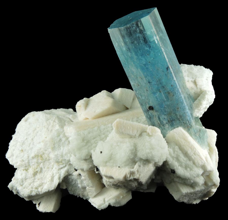 Beryl var. Aquamarine on Microcline from Erongo Mountains, 20 km north of Usakos, Damaraland, Namibia