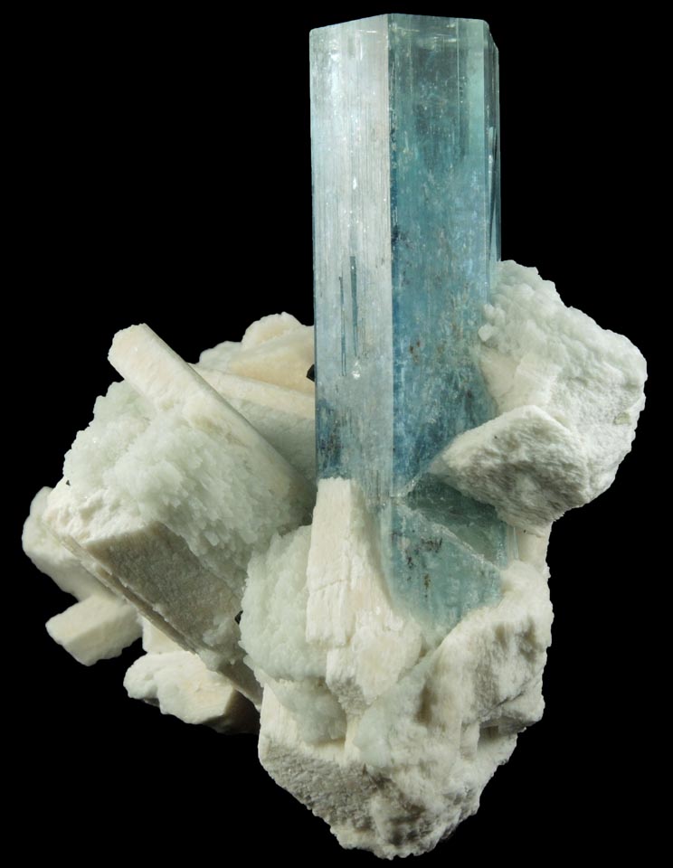 Beryl var. Aquamarine on Microcline from Erongo Mountains, 20 km north of Usakos, Damaraland, Namibia