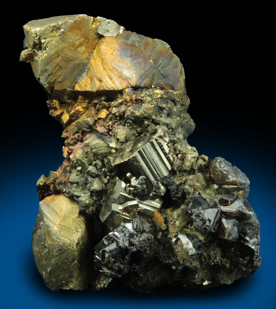 Pyrite on Chalcopyrite with Sphalerite from Gyudyurska Mine, Zlatograd, Smolyan Oblast, Bulgaria