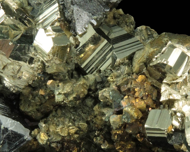 Pyrite on Chalcopyrite with Sphalerite from Gyudyurska Mine, Zlatograd, Smolyan Oblast, Bulgaria