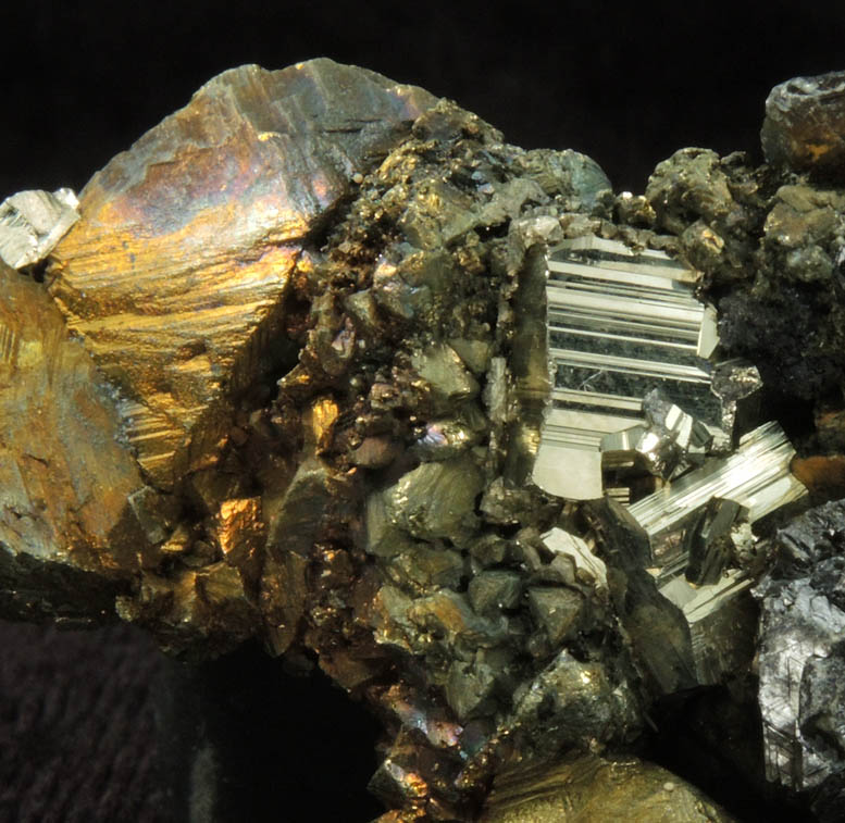 Pyrite on Chalcopyrite with Sphalerite from Gyudyurska Mine, Zlatograd, Smolyan Oblast, Bulgaria