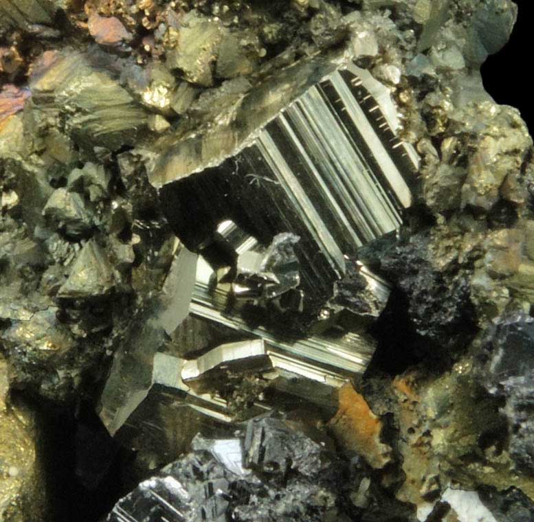 Pyrite on Chalcopyrite with Sphalerite from Gyudyurska Mine, Zlatograd, Smolyan Oblast, Bulgaria