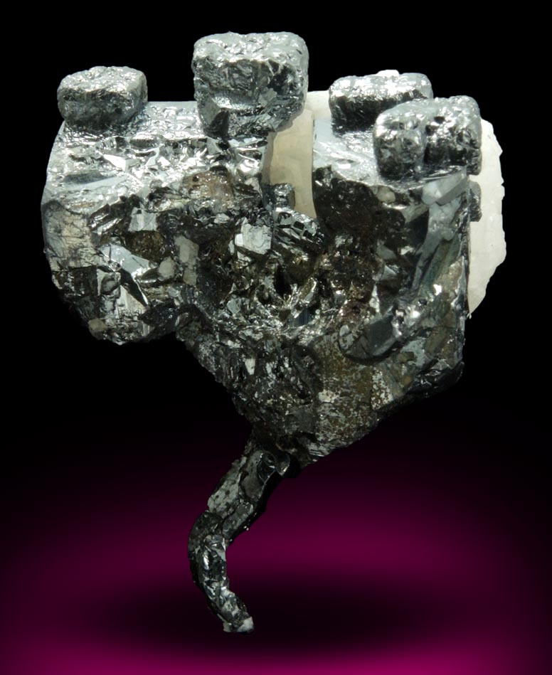 Acanthite with Calcite from San Jos Mine, Taviche Mining District, Oaxaca, Mexico