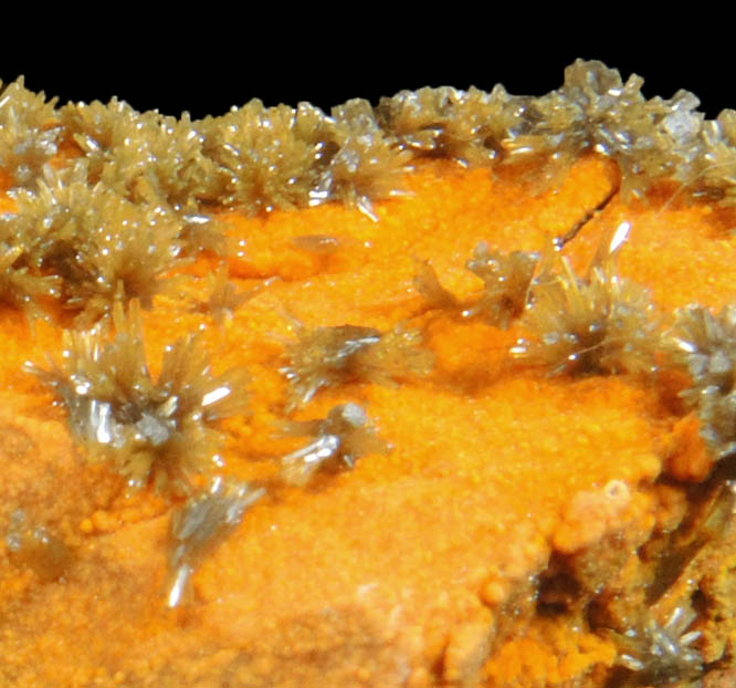 Vanadinite var. Endlichite on Descloizite from Chalk Mountain Mine, 510' Level, Churchill County, Nevada