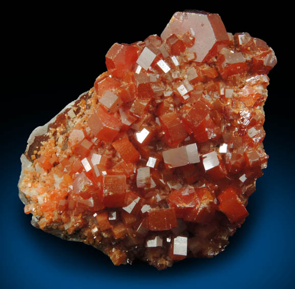 Vanadinite on Barite from Mibladen, Haute Moulouya Basin, Zeida-Aouli-Mibladen belt, Midelt Province, Morocco