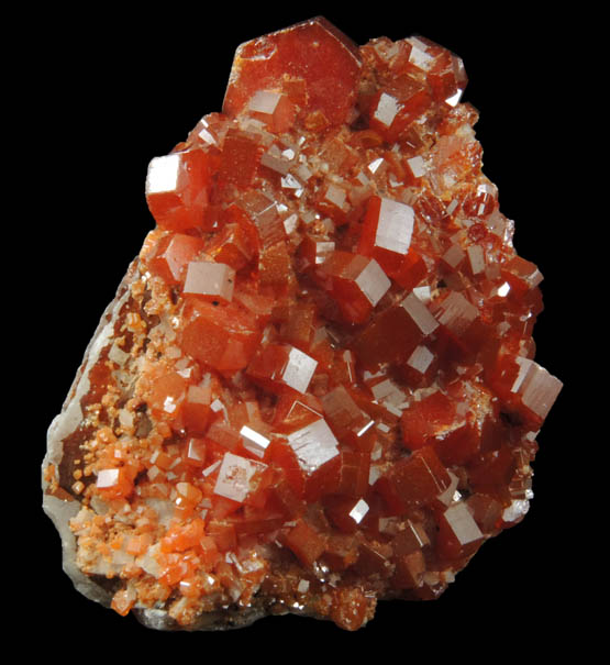 Vanadinite on Barite from Mibladen, Haute Moulouya Basin, Zeida-Aouli-Mibladen belt, Midelt Province, Morocco