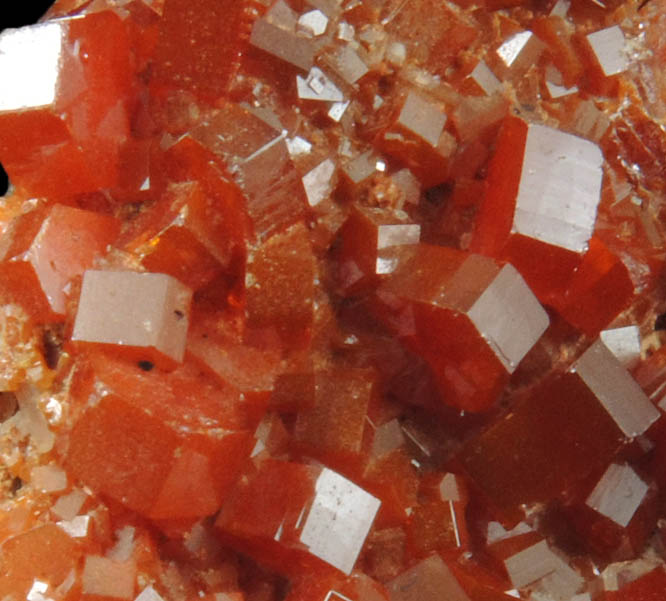 Vanadinite on Barite from Mibladen, Haute Moulouya Basin, Zeida-Aouli-Mibladen belt, Midelt Province, Morocco