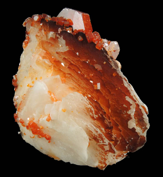 Vanadinite on Barite from Mibladen, Haute Moulouya Basin, Zeida-Aouli-Mibladen belt, Midelt Province, Morocco