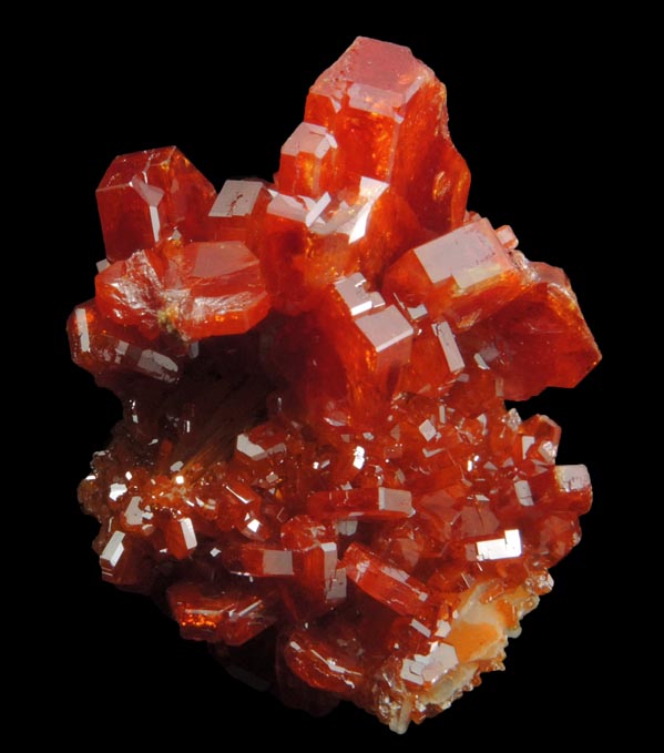 Vanadinite over Barite from Mibladen, Haute Moulouya Basin, Zeida-Aouli-Mibladen belt, Midelt Province, Morocco