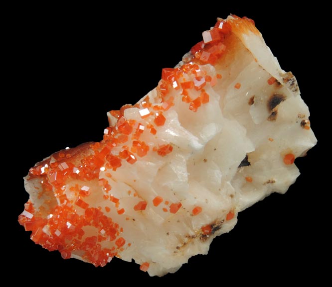 Vanadinite on Barite from Mibladen, Haute Moulouya Basin, Zeida-Aouli-Mibladen belt, Midelt Province, Morocco