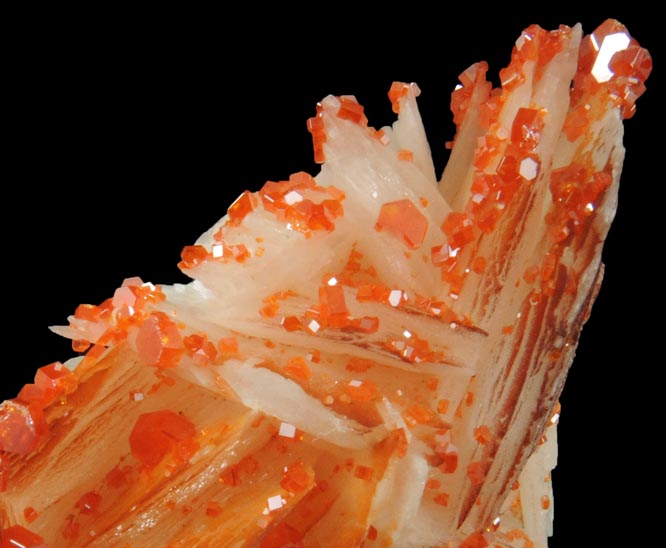 Vanadinite on Barite from Mibladen, Haute Moulouya Basin, Zeida-Aouli-Mibladen belt, Midelt Province, Morocco