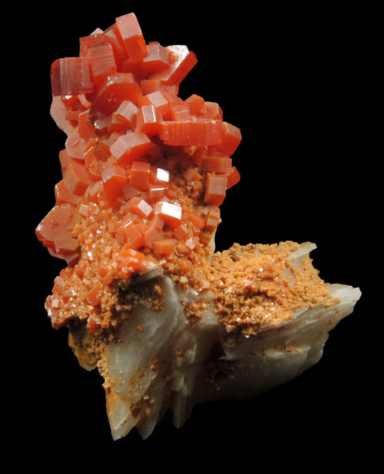 Vanadinite on Barite from Mibladen, Haute Moulouya Basin, Zeida-Aouli-Mibladen belt, Midelt Province, Morocco