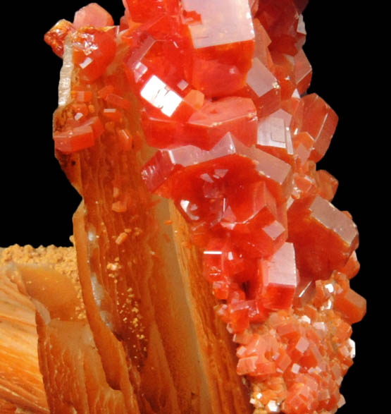 Vanadinite on Barite from Mibladen, Haute Moulouya Basin, Zeida-Aouli-Mibladen belt, Midelt Province, Morocco