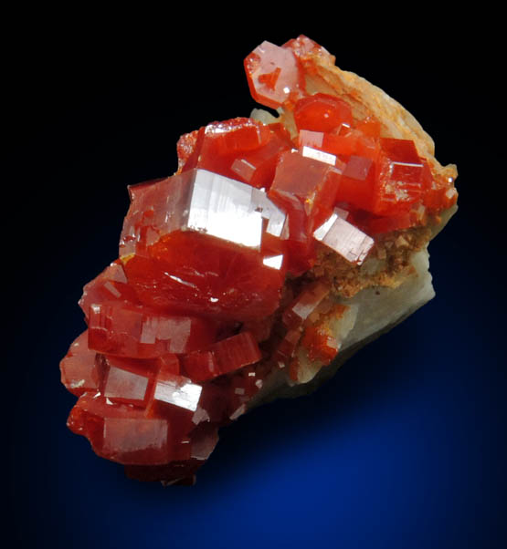 Vanadinite on Barite from Mibladen, Haute Moulouya Basin, Zeida-Aouli-Mibladen belt, Midelt Province, Morocco