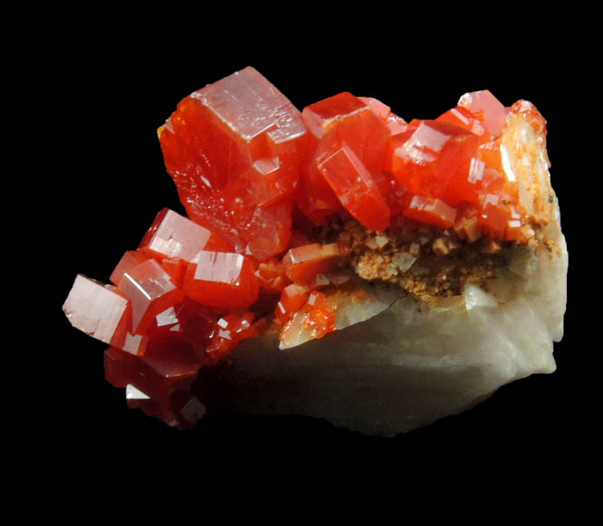 Vanadinite on Barite from Mibladen, Haute Moulouya Basin, Zeida-Aouli-Mibladen belt, Midelt Province, Morocco